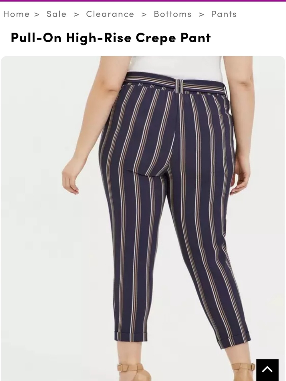 torrid Navy and White Striped Pull-On Ankle Pants - Picture 4 of 6